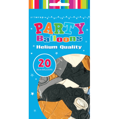 Artwrap Metallic Party Balloons Assorted 30cm Helium Quality 20 pack