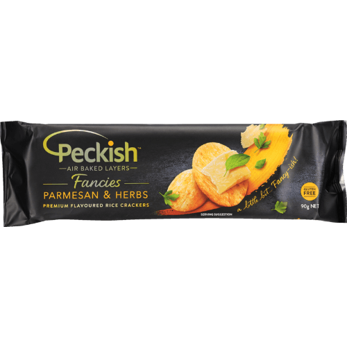 Peckish Fancies Parmesan & Herbs Premium Flavoured Rice Crackers