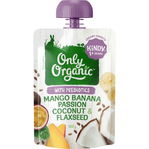 Only Organic Mango Banana Passion Coconut Flaxseed Kindy 1+ Years