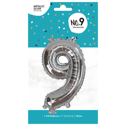 Hoorah Silver Foil Balloon No.9