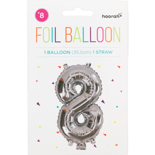 Hoorah Silver Foil Balloon No.8