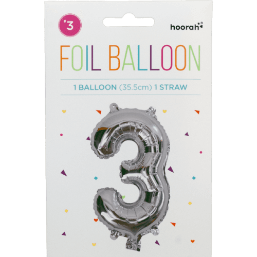 Hoorah Silver Foil Balloon No.3
