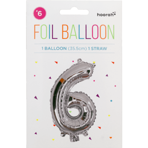 Hoorah Silver Foil Balloon No.6