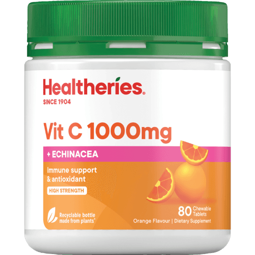 Healtheries Vit C 1000mg + Echinacea Orange Flavour Chewable Tablets