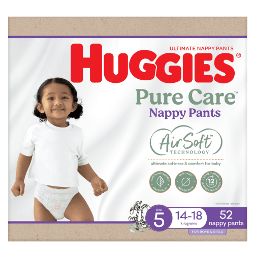 Huggies Pure Care Nappy Pants For Boys & Girls Size 5 14-18kg