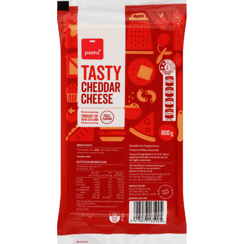 Pams Tasty Cheddar Cheese 800 g