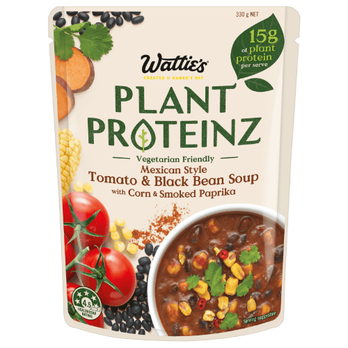 Wattie's Plant Proteinz Mexican Style Tomato & Black Bean Soup With Corn & Smoked Paprika