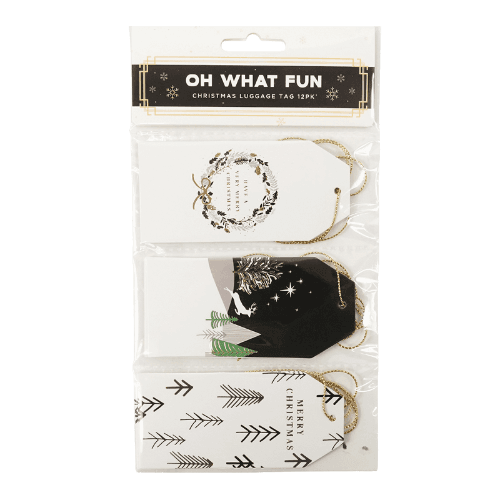 Korbond Oh What Fun Christmas Luggage Tag 12 pack