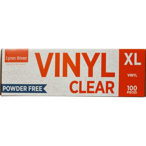 Lynn River Clear Powder Free Vinyl Extra Large Disposable Gloves 100 pack