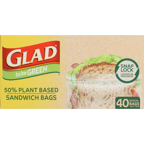 Glad To be Green 50% Plant Based Snap Lock Sandwich Bags