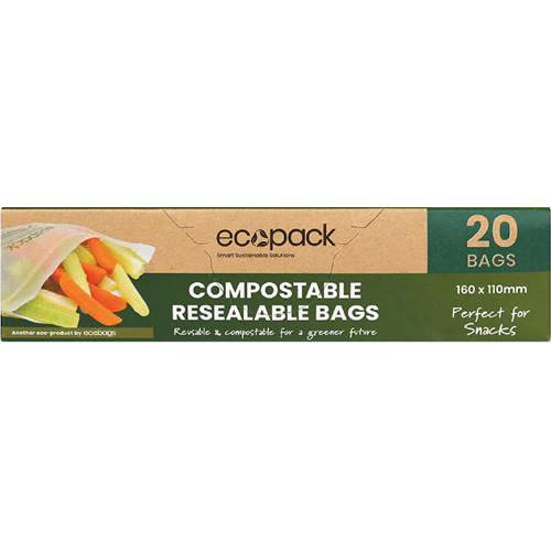 Ecopack Resealable Bag Compostable 160 x 110mm 20pk