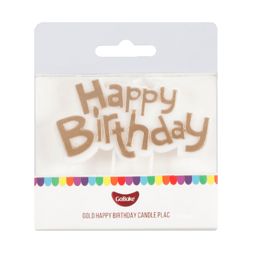GoBake Gold Happy Birthday Candle Plac