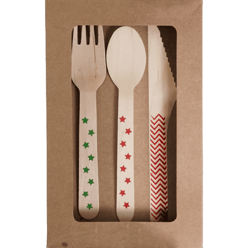 Korbond Eco Wooden Christmas Cutlery 24 pack