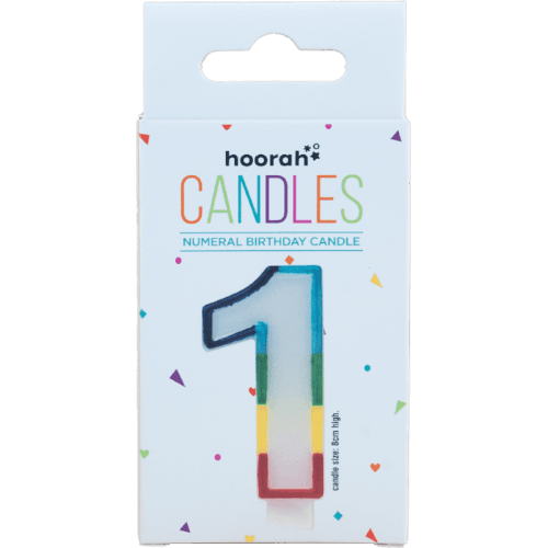 Hoorah Rainbow Numeral Birthday Candle No.1
