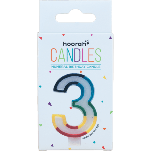 Hoorah Rainbow Numeral Birthday Candle No.3