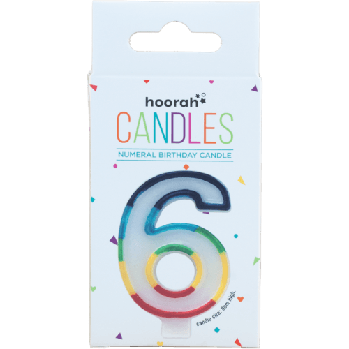Hoorah Rainbow Numeral Birthday Candle No.6