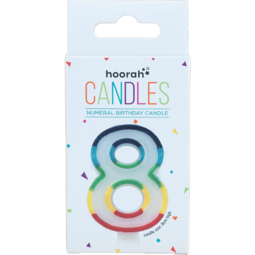 Hoorah Rainbow Numeral Birthday Candle No.8