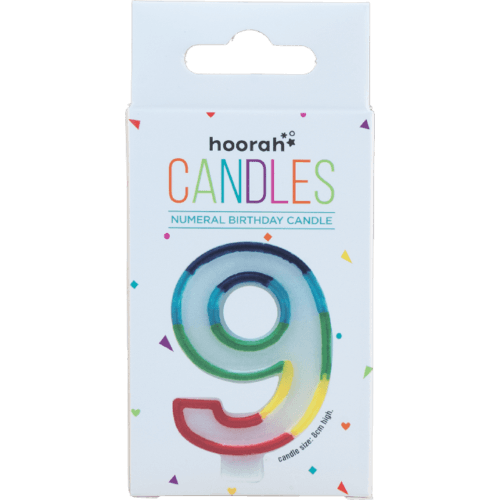 Hoorah Rainbow Numeral Birthday Candle No.9