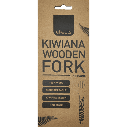 Effects Kiwiana Printed Disposable Wooden Forks 10 pack
