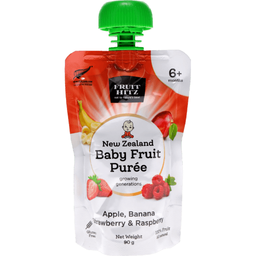 New Zealand Apple Products Fruit Hitz Apple Banana Strawberry & Raspberry New Zealand Baby Fruit Puree 6+ Months