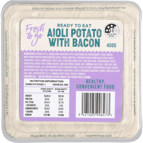 Fresh To Go Ready To Eat Aioli Potato With Bacon
