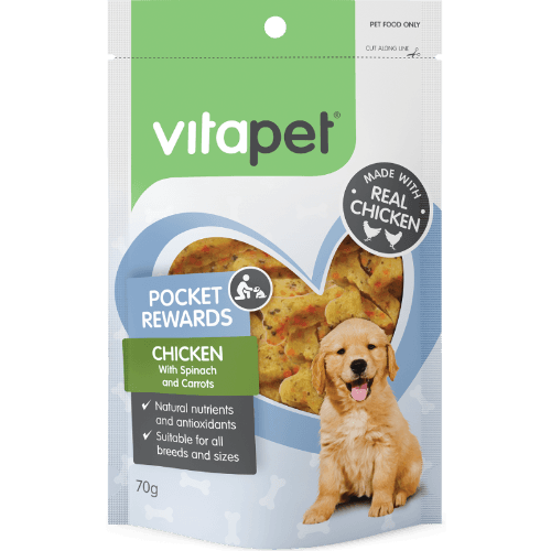 VitaPet Pocket Rewards Chicken With Spinach & Carrots Dog Treats