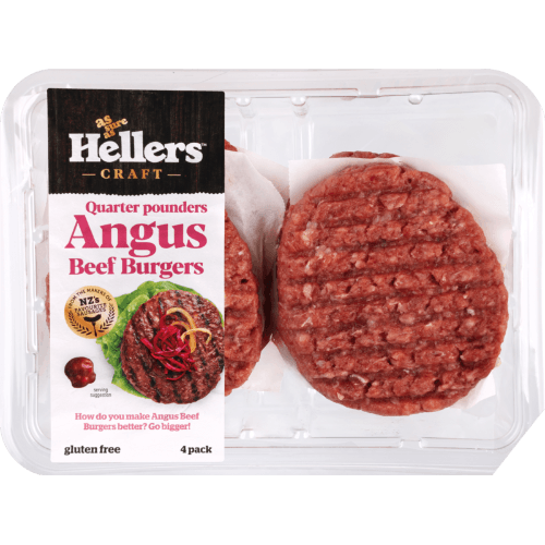 Hellers Craft Quarter Pounders Angus Beef Burgers