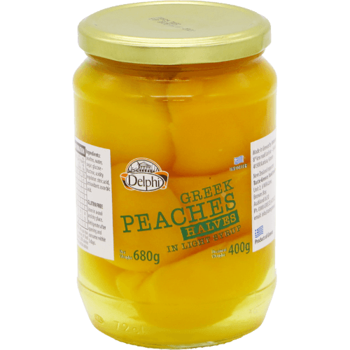 Delphi Greek Peach Halves in Light Syrup