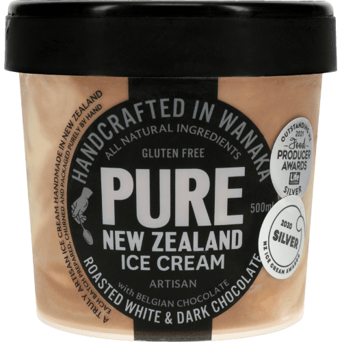 Pure New Zealand Ice Cream Gluten Free Artisan Roasted White & Dark Chocolate Ice Cream