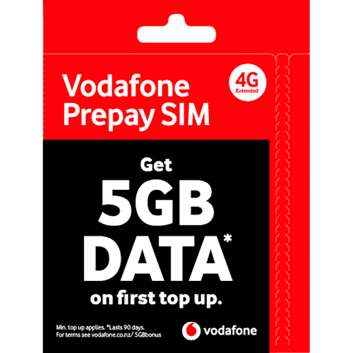 Vodafone prepay SIM Card 3 × 5 g