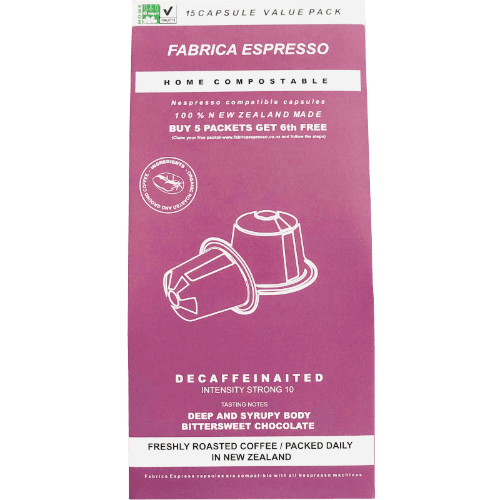 Fabrica Espresso Decaffeinated Coffee Home Compostable Capsules 15 pack