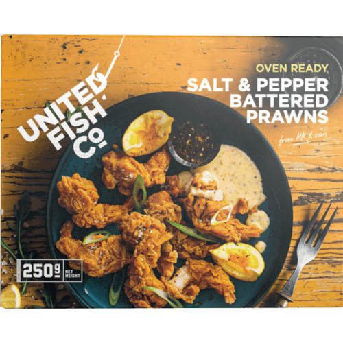 United Fish Co Oven Ready Salt & Pepper Battered Prawns