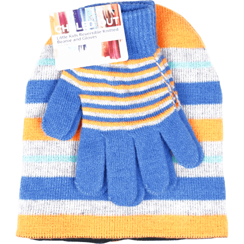 Korbond Chilled Out Kids Reversible Knitted Beanie & Gloves Set 2 each