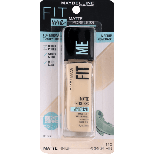 Maybelline New York Fit Me! Matt & Poreless 110 Porcelain Foundation