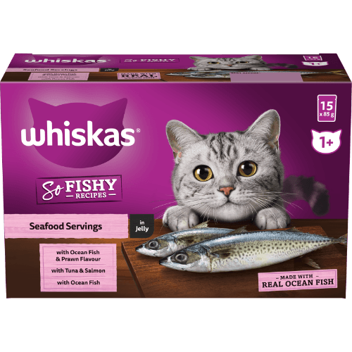 Whiskas So Fishy Recipes Seafood Servings In Jelly Wet Pouches Cat Food