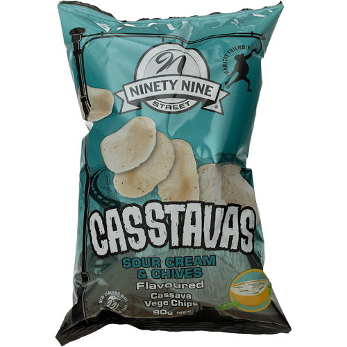NinetyNine Street Casstavas Sour Cream & Chives Flavoured Cassava Vege Chips