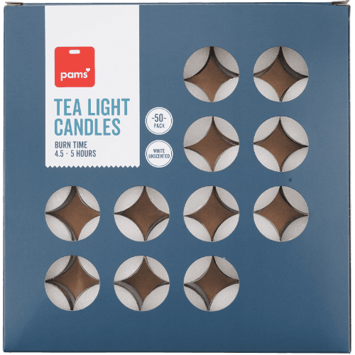 Pams White Unscented Tea Light Candles