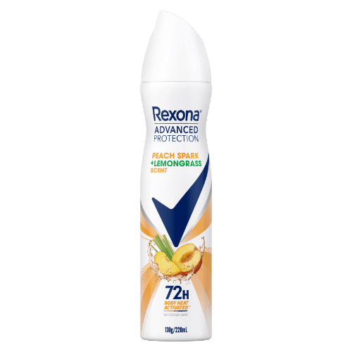 Rexona Advanced Protection Peach Spark + Lemongrass Scent 72Hr Antiperspirant Deodorant 220 mL