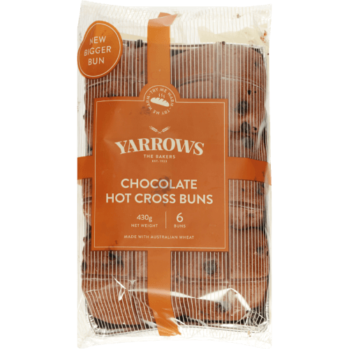 Yarrows Chocolate Hot Cross Buns 6 pack