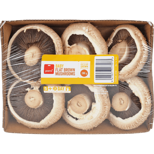 Pams Baby Flat Brown Mushrooms 200 g