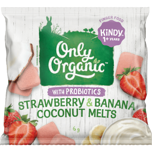 Only Organic Strawberry & Banana Coconut Melts Kindy 1+ Years Finger Food 6 g