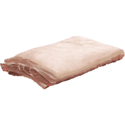 Danish Crown Frozen Half Cut Pork Belly Boneless & Rind On per kg