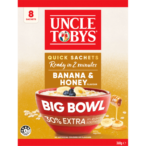 Uncle Tobys Oats Banana & Honey Big Bowl Quick Sachets