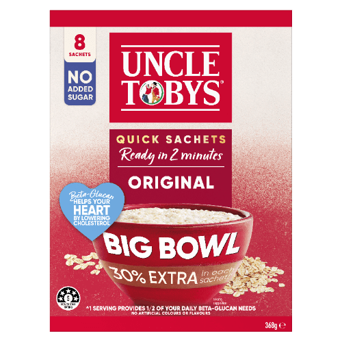 Uncle Tobys Oats Original Big Bowl Quick Sachets