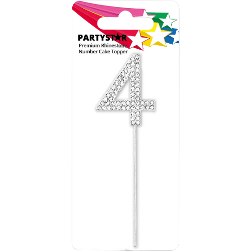 Korbond Premium Rhinestone Number 4 Cake Topper