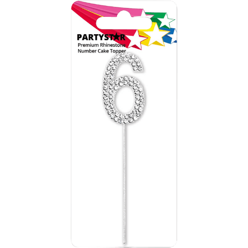 Korbond Premium Rhinestone Number 6 Cake Topper