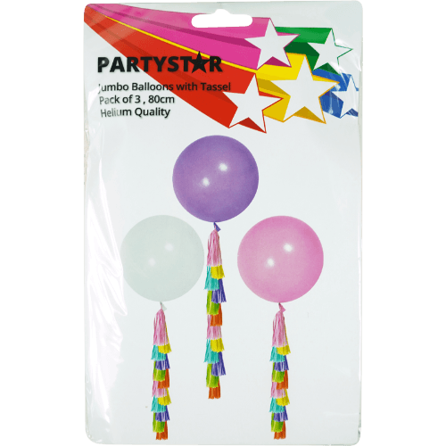 Korbond Jumbo Balloons With Tassel 3 pack