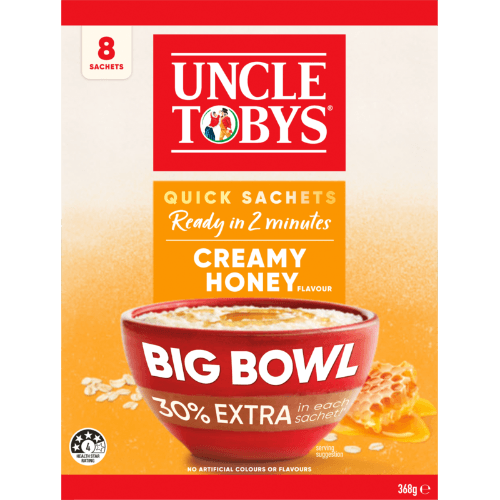 Uncle Tobys Oats Creamy Honey Flavour Big Bowl Quick Sachets