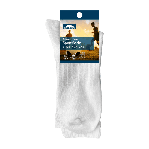 North Head 7-12 Crew Sports Mens Assorted Socks 2 each