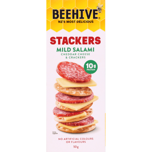 Beehive Mild Salami Cheddar Cheese & Crackers Stackers